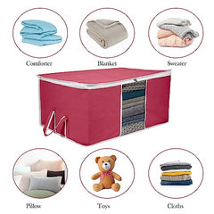 Kuber Industries Leheriya Design Underbed Storage Bag, Storage Organiser, Blanket Cover Set Of 3 (Royal Blue, Non-Woven), 65 x 47 x 33 Centimeters