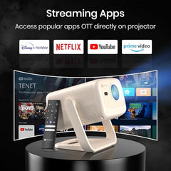 Portronics Beem 450 Smart LED Projector with 1080p Full HD Resolution, Built-in Streaming Apps (Netflix, Prime Video, Hotstar), 4000 Lumens, Screen Mirroring, 3 Watt Speaker, Bluetooth, Wi-Fi (White)