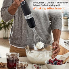 INALSA Hand Blender Mixer|1350W Copper Motor|Chopper,Coffee Beater/Frother,Whisker&Jar Attachment|Low Noise|20 Speed Control&Turbo Mode|BPA Free|Anti-Splash|2-Yr Warranty,Robot INOX 1350 Blend N Froth