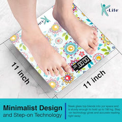 K-Life Digital Weighing Machine for Body Weight | 180 kg Capacity | Digital Body Weight Machine | Strong ABS Build | Step-On Technology | Electronic Bathroom Scale | Accurate Weight Measurement
