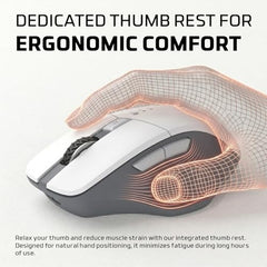 Amkette Hush Pro Epic M Rechargeable Wireless Mouse, Bluetooth Mouse | 3 Device Connectivity (2xBT&2.4G) with Top Mounted Device Switch Button, Silent Switches, Ergonomic Design, Upto 3200 DPI, Black