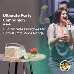 Toreto 20W Retro Karaoke Bluetooth Speaker with Dual Wireless Mic