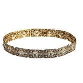 SYGA Women's Wedding bridal waist chain Middle Eastern Metal Hollow Carved Rhinestone Inlaid Belt Robe Girdle Accessories(Gold+White)