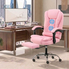 Casa Haus Italia Premium Leatherette Office Chair for Work | Boss Chair, Ergonomic Executive, Luxurious Cushioned Arms & Seat, 2 Point Back Massager, Heavy Duty Metal Base (Burgundy)