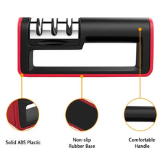 SYGA Black+Red Kitchen Knife Sharpener, 3-Stage Knife Sharpening Tool