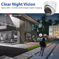 PRAMA PT-HTD70FOE-LPFS 2MP Ranginview Audio Fixed Turret Dome Camera, Built-in Microphone,1920 × 1080 Resolution, up to 20 Meters of IR Distance and 20 Meters of White Light Distance.