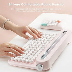 YUNZII ACTTO B303 Wireless Typewriter Keyboard, Retro Bluetooth Aesthetic Keyboard with Integrated Stand for Multi-Device (B303, Midnight)