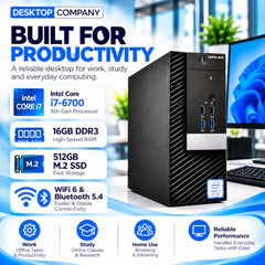 Desktop PC Core i7 6th Gen, 16GB DDR3 RAM, 512GB SSD
