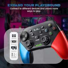 PunnkFunnk Gaming Controller Lite Wireless Bluetooth Gamepad for Android, iOS, PC & Smart TV with Turbo Function, Ergonomic Grip, Rechargeable Battery (X1 Pro Wired)