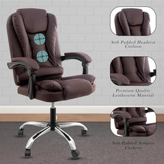 Casa Haus Italia Premium Leatherette Office Chair for Work | Boss Chair, Ergonomic Executive, Luxurious Cushioned Arms & Seat, 2 Point Back Massager, Heavy Duty Metal Base (Burgundy)