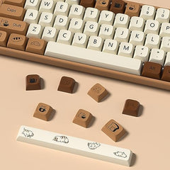 dagaladoo Cute PBT keycaps,Coffee Cat, XDA Profile Keyboard Keycaps