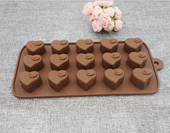 SYGA Silicone Love Shape Chocolate Jelly Candy Mold, Cake Baking Mold, 15-Cavity Bakeware Mould, Brown