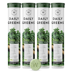 Wellbeing Nutrition Daily Greens | Wholefood Multivitamins with Vitamin C, Zinc, B6 for Immunity & Detox with Organic Certified Plant Superfoods & Antioxidants (15 Effervescent Tablets) Pack of 2