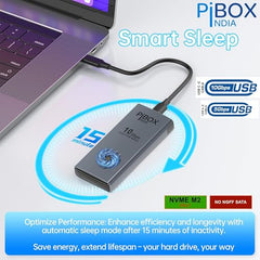 PiBOX India NVME M2 Enclosure Fan, SSD Enclosure - USB 3.2 10Gbps, Tool-Free M.2 NVMe Case, PCI-E NVMe Reader, USB-C, Supports M & B&M Keys, 2230/2242