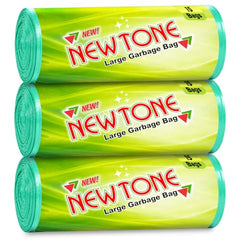 Newtone Garbage Bags | Large 24 X 32 Inches | 90 Bags (15 Bags X 6 Rolls) | Dustbin/Trash bin | Pouch Packing | (Green)