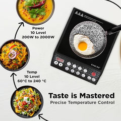 CADLEC CookFusion_5 2000W Induction Cooktop for Home & Kitchen | Powerful Performance, 7 Cooking Modes, LED Display, Auto Shut-Off & Overheat Protection | BIS Approved, 2-Year Warranty | Black