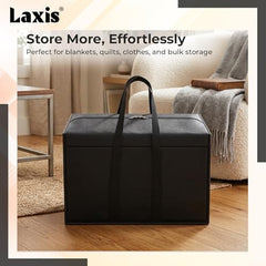 LAXIS 2 Pack 85 L Multi-Purpose Underbed Storage Box | Clothing Storage Organiser | Toy Storage Organiser | Heavy Duty Storage Boxes for Linen Sheets, Blanket, Clothing (Black,51x36.8 x40.5 cm)
