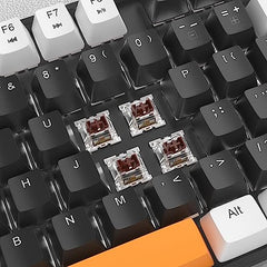 MageGee 75% Mechanical Gaming Keyboard with Brown Switch, LED White Backlit Keyboard, 87 Keys Compact TKL Wired Computer Keyboard for Windows Laptop PC Gamer - Retro Grey/White