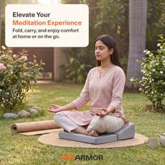 MY ARMOR Meditation Cushion for Sitting | 6 Month Warranty | Extra Large | Meditation Seat for Yoga, Foldable, Portable, Meditation Pillow, Sitting Cushion for Floor, 51x50 CM Extra Large