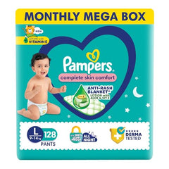 Pampers Complete Skin Comfort Pants, X-Large (XL), 168 Count, Anti-rash blanket, Lotion with Vitamin E & Aloe Vera, 12-17kg