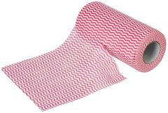 Amazon Brand - Presto! Non-Woven Kitchen Towel Roll | 80 Pulls (Pack of 2) | Size: 23 x 21 cm | Wavy Pattern (Red & Blue) | Washable and Reusable | Highly Absorbent | For Daily Use