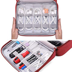 House of Quirk Electronics Accessories Organizer Bag, Universal Carry Travel Gadget Bag for Cables, Plug and More, Perfect Size Fits for Pad Phone Charger Hard Disk (Sky Blue)