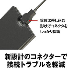 BUFFALO SSD-PG1.9U3-B/NL USB 3.1Gen1 Portable SSD, 1.9 TB, Made in Japan, PS5/PS4 (Manufacturer's Operation Confirmed), Shock Resistant, Connector Protection Mechanism