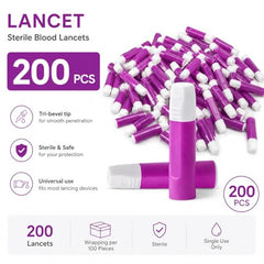 Pressure Activated Safety Lancets (100 Count) - 28G Sterile Single-Use Needle (1.8mm Depth) | Painless & Gentle Finger Prick Device for Blood Glucose Testing, Diabetes Monitoring & Glucometer Sugar Check Needle