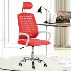 Casa Copenhagen Mesh Mid Back Office/Study/Computer/Revolving/Desk Chair for Work from Home -Metal Base, Height Adjustable Seat - Grey Milange & Black Handle