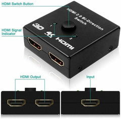 SYGA HDMI Switch 4K HDMI Splitter, 1080P HDMI Splitter 1 In 2 Out /2 Input 1 Output, Plug & Play, Manual HDMI Switcher for Xbox, PS4, PS3, Blu-Ray player, DVD, HDTV