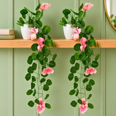 fancymart Artificial Flower Plant Home Décor with Small Size Pot | Pack of 2 | Plant Hanging for Home Decor | Office Decor (DESIGN-01)