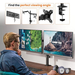 Dyazo Single Monitor Desk Mount Stand | Height Adjustable Fully Articulating Arm for 13–32 Inch Screens | VESA 75×75/100×100 Compatible | Tilt & Rotate Monitor Holder with C-Clamp/Grommet Base (Black)