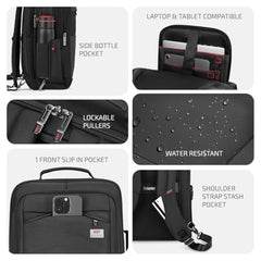 VIP Legacy 17 Inch Convertible Laptop Backpack 25L | Water-Resistant with USB Charging Port | Padded Laptop Sleeve, 3 Compartments, Front Organizer | Office & Travel Backpack for Men & Women (Black)