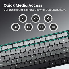 Portronics Key11 Combo Rechargeable Wireless Keyboard and Mouse Set, Bluetooth 5.3&2.4GHz Wireless,Type-C Fast Charging,Gradient Keys, Noiseless Typing, High Precision Mouse, for PC&Laptop(Grey)