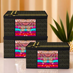 Kuber Industries Clothes Organizer For Wardrobe (Pack of 3 Each) 2-in-1 Combo Storage Organizer For Saree and Blouse - Dress Organizer For Wardrobe - Saree Covers With Zip (Maroon)