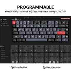 Keychron K3 Pro Wireless Custom Mechanical Keyboard 75 Layout QMK VIA Programmable Bluetooth Wired RGB Ultra-Slim with Hot-swappable Gateron Low-Profile Red Compatible with Mac Windows Linux