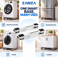 Washing Machine Refrigerator Movable Base Stand, Adjustable Appliance Roller Pairs with Telescopic Rails and Wheels for Dryer, Fridge and Heavy Household Appliances