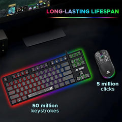 Ant Esports Thunder20 Wired Mechanical Gaming Keyboard and Mouse Combo | TKL Keyboard Rainbow Backlight 26Anti-Ghosting Keys, 6-Button 3600DPI Mouse | USB | PC/Laptop Compatible_ Brown Switch_ Black