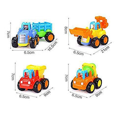 Syga Unbreakable Happy Engineering Construction Vehicles Including Tractor/Bulldozer/Dumper/Cement Mixer Toy for Kids/Toddlers/Infants/Children/Baby/Pull Back car Set of 4