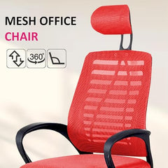 Casa Copenhagen Mesh Mid Back Office/Study/Computer/Revolving/Desk Chair for Work from Home -Metal Base, Height Adjustable Seat - Grey Milange & Black Handle