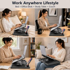 CALINA LUXE Laptop Stand with Detachable Mouse Pad for Table, Black Color