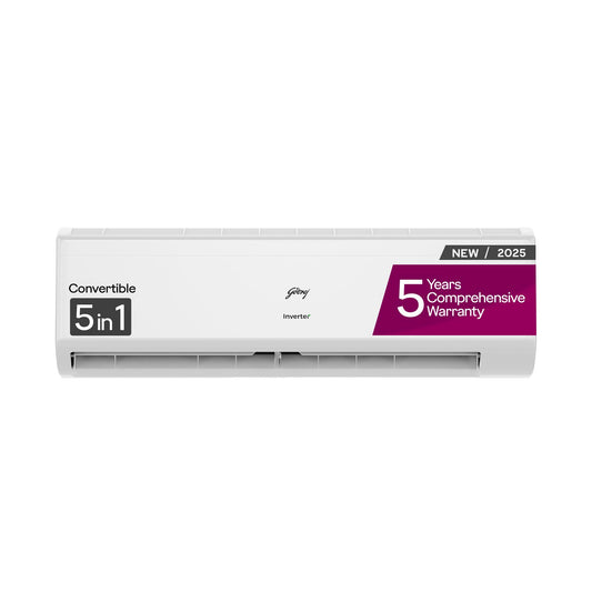 Godrej 2 Ton 3 Star, 5 Years Comprehensive Warranty, 5-In-1 Convertible Cooling, Heavy Duty Cooling At 52°C, Self Clean, Inverter Split AC (Copper, I-Sense Technology, AC 2T EI 24IINV3R32 WWR, White)