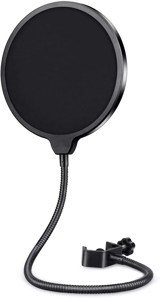 SYGA Microphone Pop Filter, for Blue Yeti, Blue Snowball - Flexible Gooseneck Microphone Mount and Double Layer Sound Shield Guard Windscreen