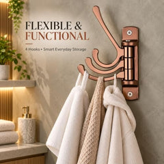 iSTAR Wall Hooks for Hanging | Flexible 4 Pin Hooks Bathroom Cloth Hanger Wall Hook Door Robe Hooks for Hanging Keys, Clothes, Towel (Rose Gold, Pack of 3)