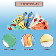 MOMISY 5 Pairs Baby Girl Boys Mesh Fruit Embroidery Toddlers Infant Solid Color Cotton Stretch Baby Socks - Fruit, 3-5 Years Old