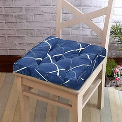 Kuber Industries Geometric Seamless Pattern Microfiber Square Chair Pad Seat Cushion for Rocking Chair, Office Chair, Dinning Chair | Size 45 x 45 x 7 CM | Pack of 2 | Blue