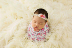 MOMISY isting Content Content generated Baby Photography Photoshoot Props Breathable Blanket Swaddle Cotton Wrap- Rose Print (White)