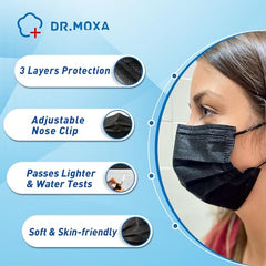 100 Pack Medical Disposable Face Masks ASTM Level 2 Black