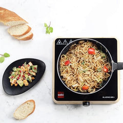 Cello Induction Cooker Blazing 600+ | 1800 Watt Induction Cooktop | 2-in-1 knob design with Grade Crystal Shiny Glass Plate | Compact and Portable | Multi-Purpose Use | Red