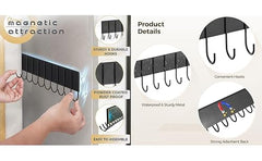 MosQuick® Magnetic Hooks for Hanging Without Drill, 10 Pack of Strong Fridge Magnet Hangers for Side Storage, Washing Machine, Microwave, Almirah, Kitchen Towel Rack, Key Stand, Cup Holder (Black)